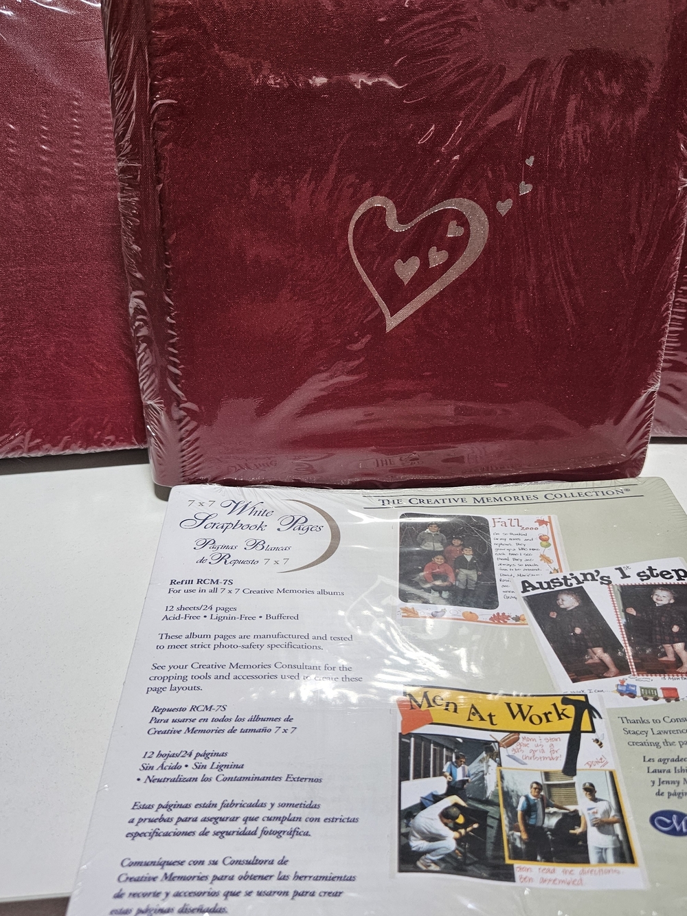 Rare Creative Memories Burgundy Red  Scrapbook Album with 1 Pack 7x7 Pages